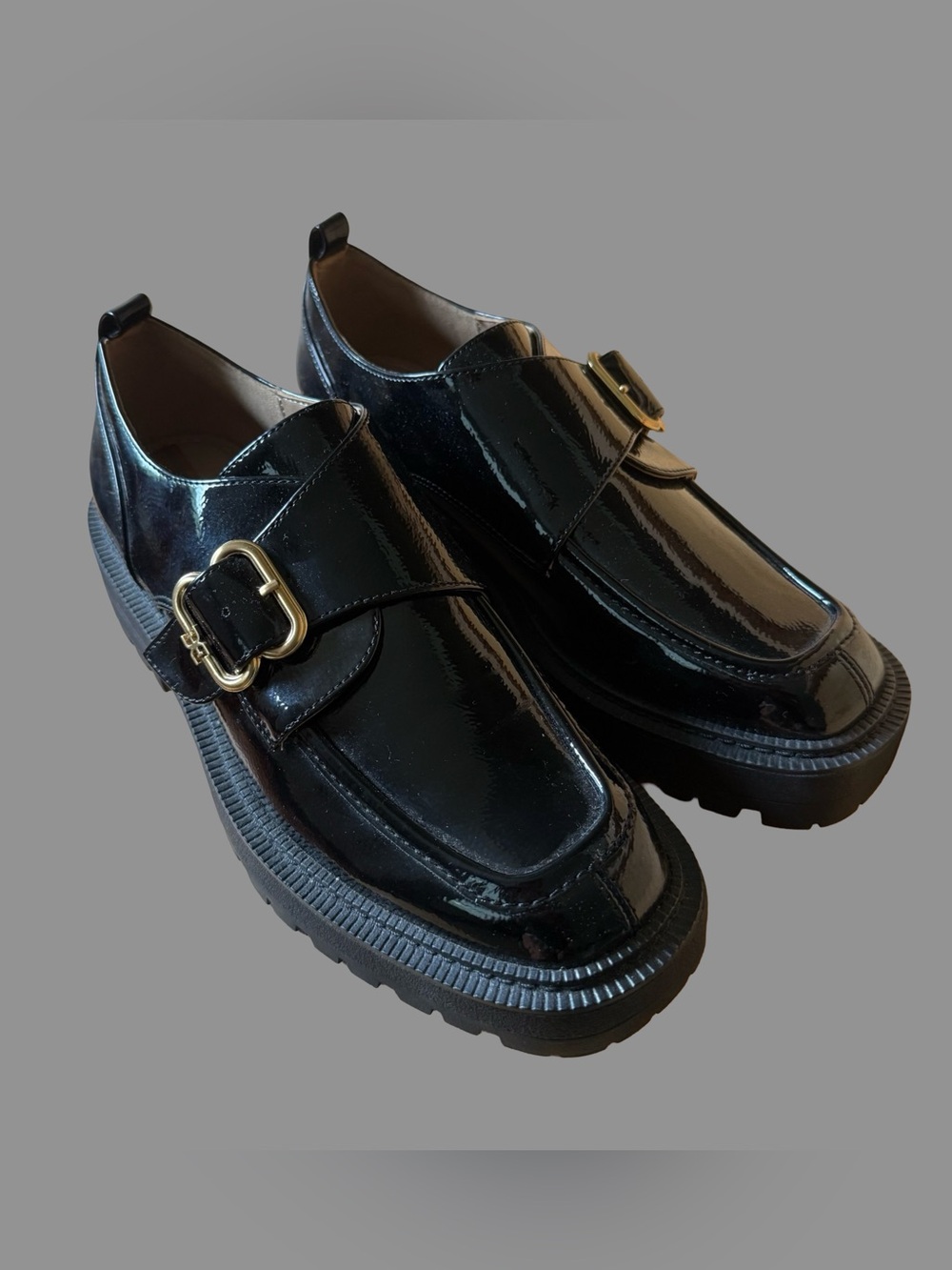 Sam Edelman New York Patent Leather Side Buckle Platform Loafers US8 $150